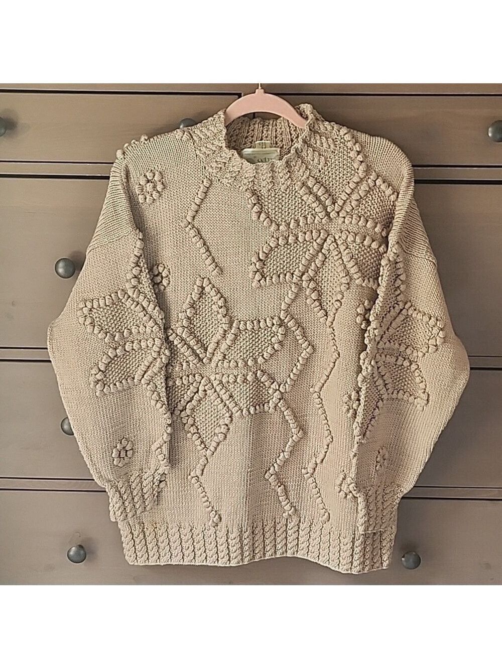 SWEATER BY CELTIC KNITS HAND KNITTED 100% PIMA COTTON LADIES  LARGE